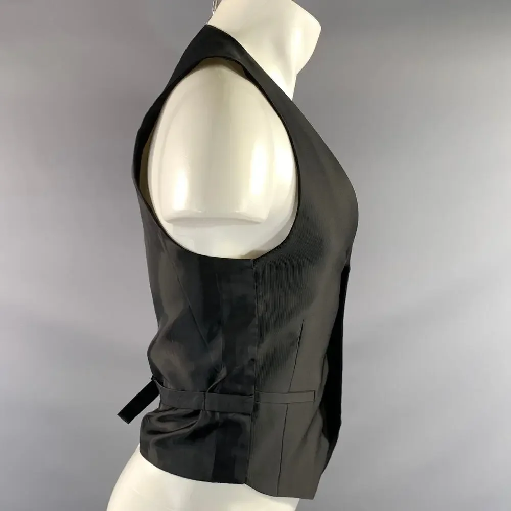 CALVIN KLEIN Size S Black Pinstripe V Neck Vest